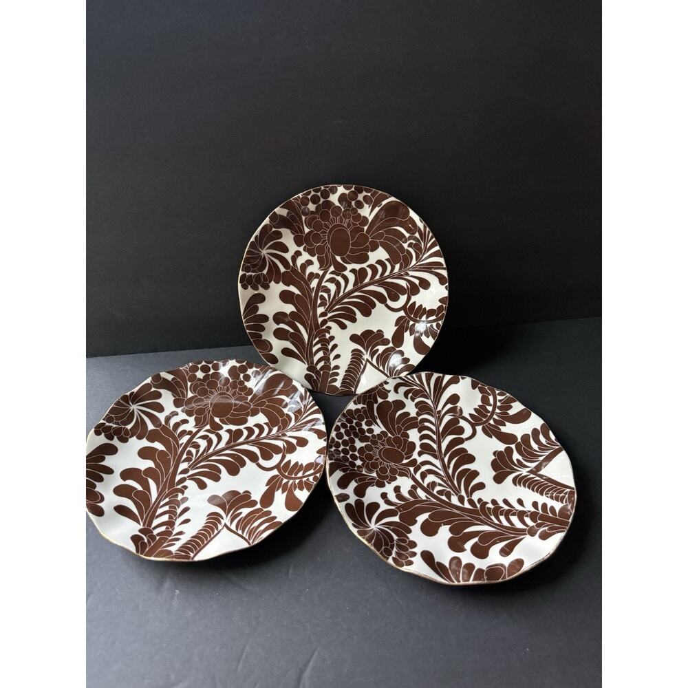 KATE SPADE New York Gwinnett Lane LENOX Chocolate Plates 9” Set (3) Gold Rim
